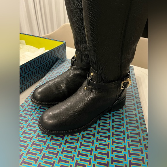 Tory Burch Teresa Black Leather Riding Boot Size 9 - Picture 2 of 6